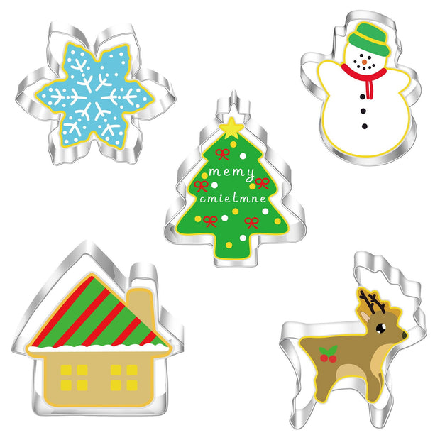 5 Christmas sets of stainless steel frosting biscuit cutting molds with multiple combinations - Follow yourDream