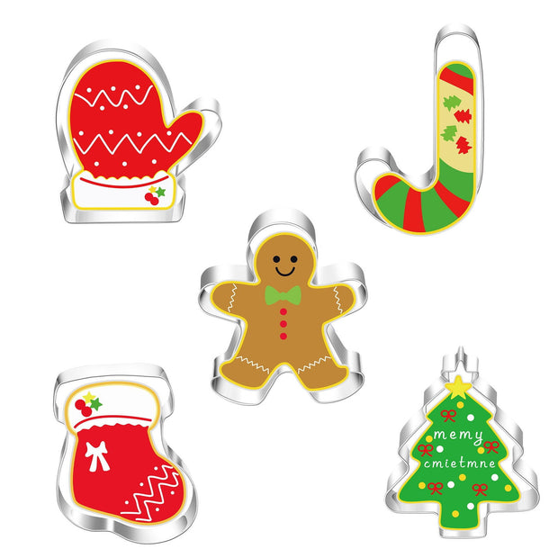 5 Christmas sets of stainless steel frosting biscuit cutting molds with multiple combinations - Follow yourDream