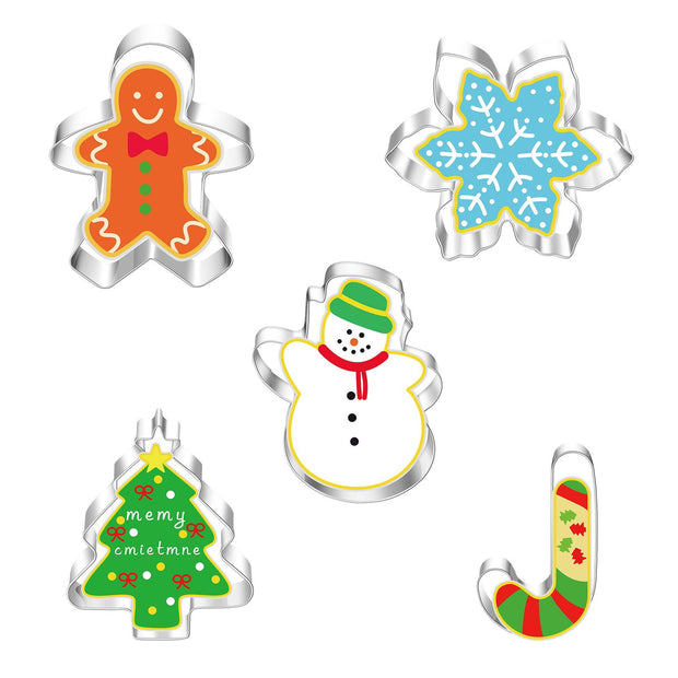 5 Christmas sets of stainless steel frosting biscuit cutting molds with multiple combinations - Follow yourDream