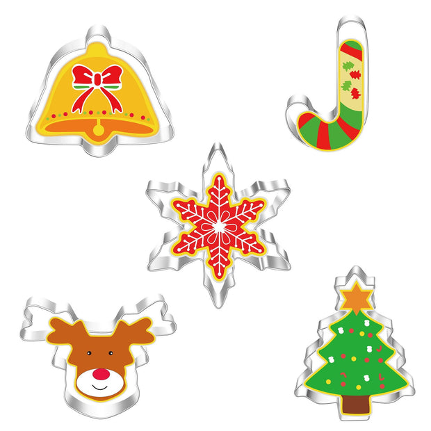 5 Christmas sets of stainless steel frosting biscuit cutting molds with multiple combinations - Follow yourDream