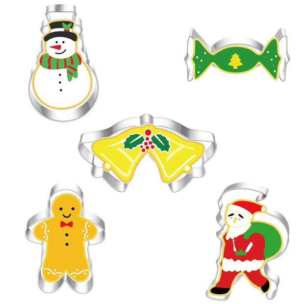 5 Christmas sets of stainless steel frosting biscuit cutting molds with multiple combinations - Follow yourDream