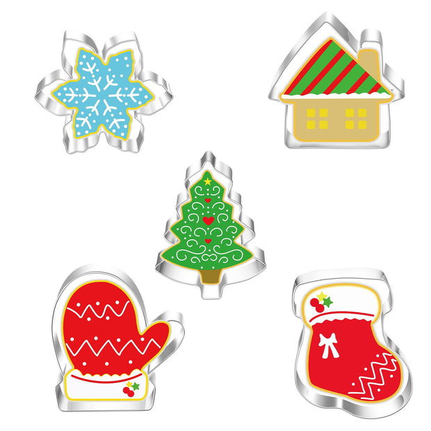5 Christmas sets of stainless steel frosting biscuit cutting molds with multiple combinations - Follow yourDream