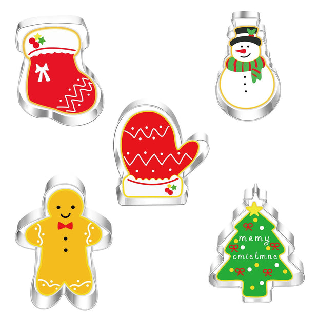 5 Christmas sets of stainless steel frosting biscuit cutting molds with multiple combinations - Follow yourDream