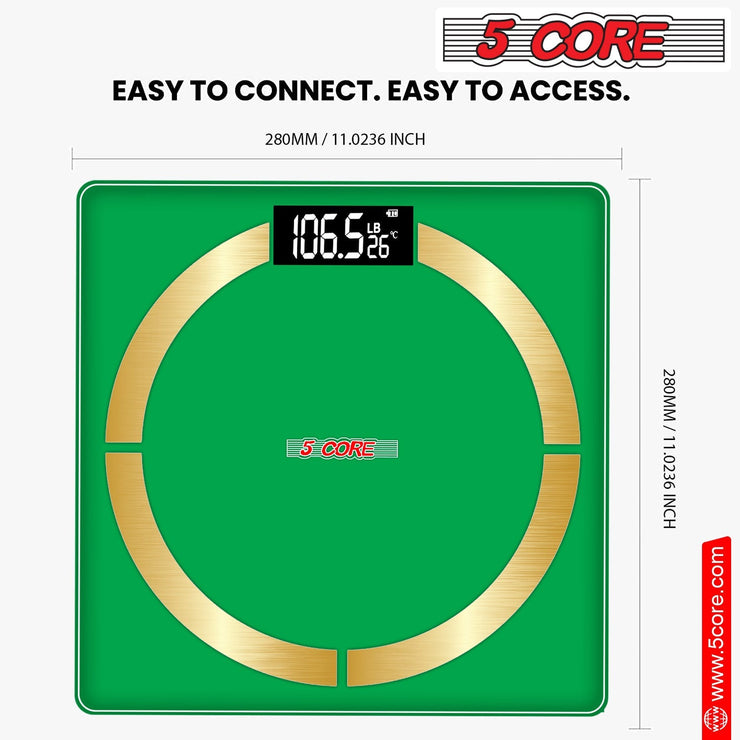 5 Core Bathroom Smart Scale for Body Weight Accurate BLuetooth Digital - Follow yourDream