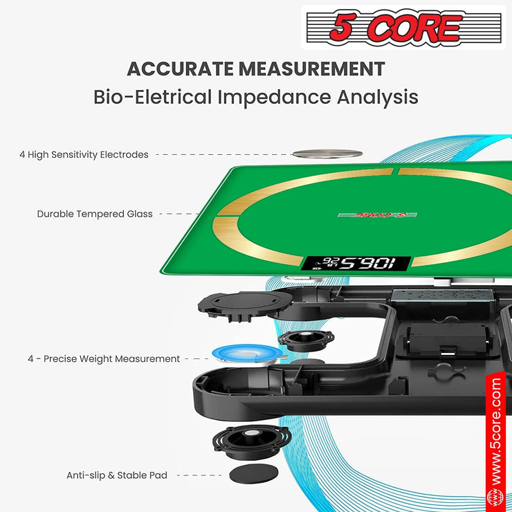 5 Core Bathroom Smart Scale for Body Weight Accurate BLuetooth Digital - Follow yourDream