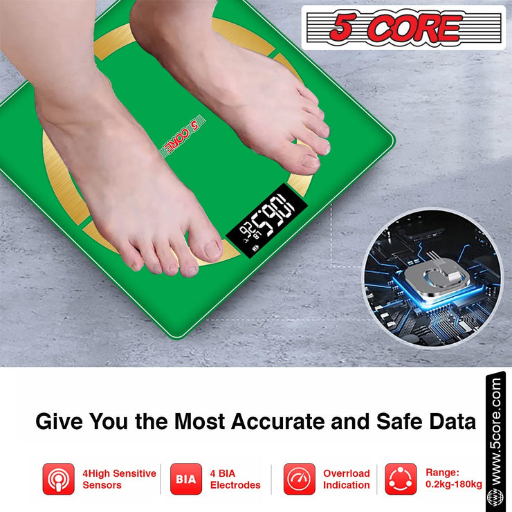 5 Core Bathroom Smart Scale for Body Weight Accurate BLuetooth Digital - Follow yourDream