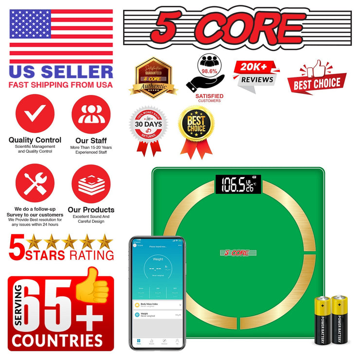 5 Core Bathroom Smart Scale for Body Weight Accurate BLuetooth Digital - Follow yourDream