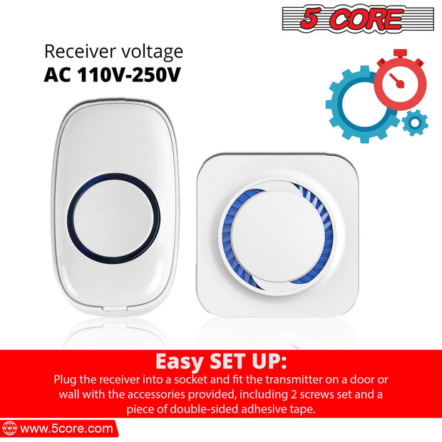 5 Core Wireless Doorbell Remote Button Door Bell for Home Waterproof - Follow yourDream