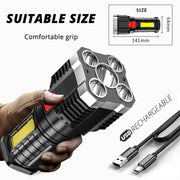 5 Led Flashlight Strong Light Outdoor Portable Cob Side Light Work Light USB Rechargeable Led Flashlight - Follow yourDream
