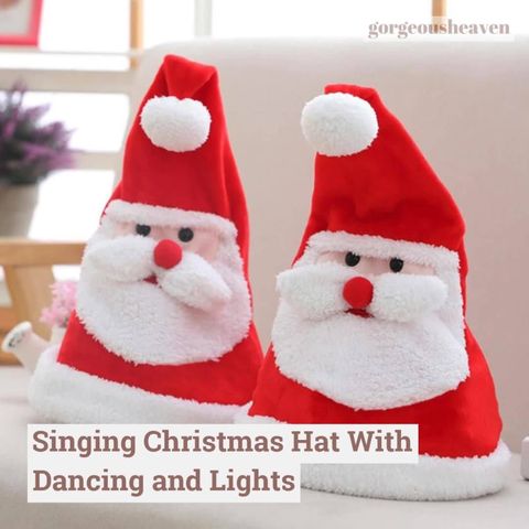 Soft Kawaii plush toy electric light-emitting movable Christmas Hat Plush Toy hat as a Christmas gift for children