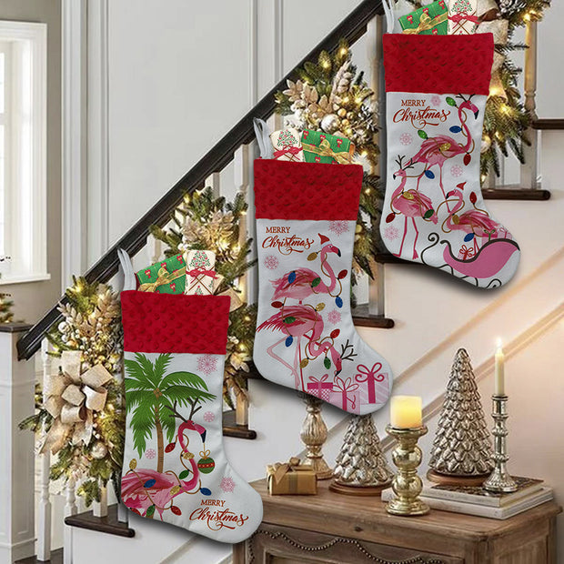 Christmas decorations Christmas ocean stockings flamingo Christmas stockings holiday gift bags Christmas tree ornaments