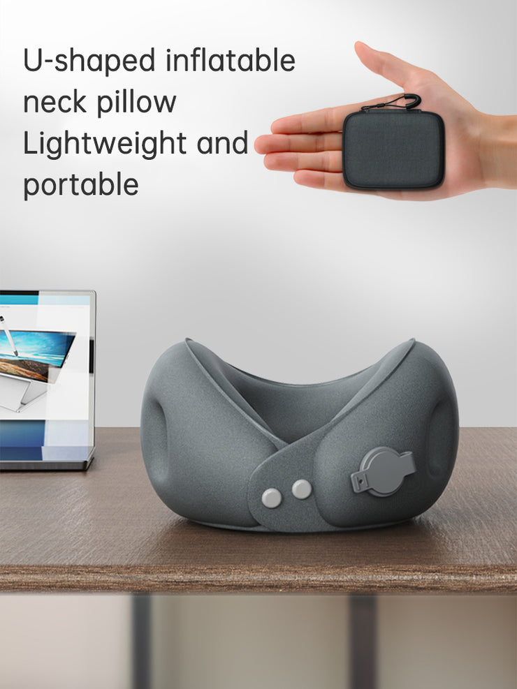 Inflatable U-shaped pillow portable neck pillow neck pillow can be stored airplane travel sleeping U-shaped pillow neck support neck cover