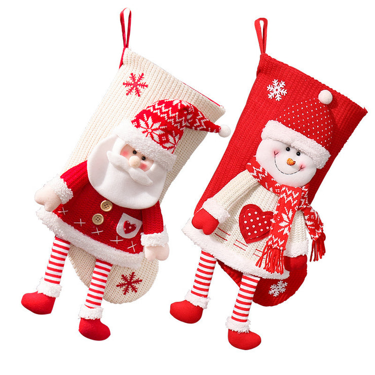 Christmas Sock Bag Knitted Stereo Snowman Gift Bag Christmas Eve Candy Socks Children Christmas Gift Socks