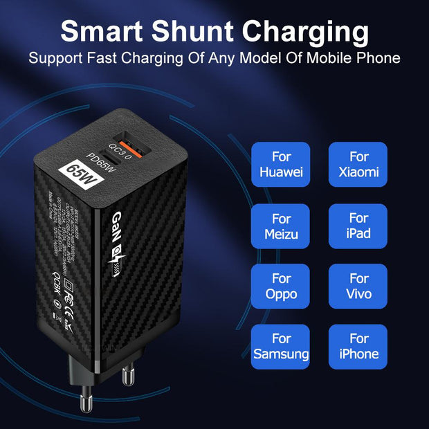 65W Gallium Nitride Charger Dual Line Charging Head - Follow yourDream
