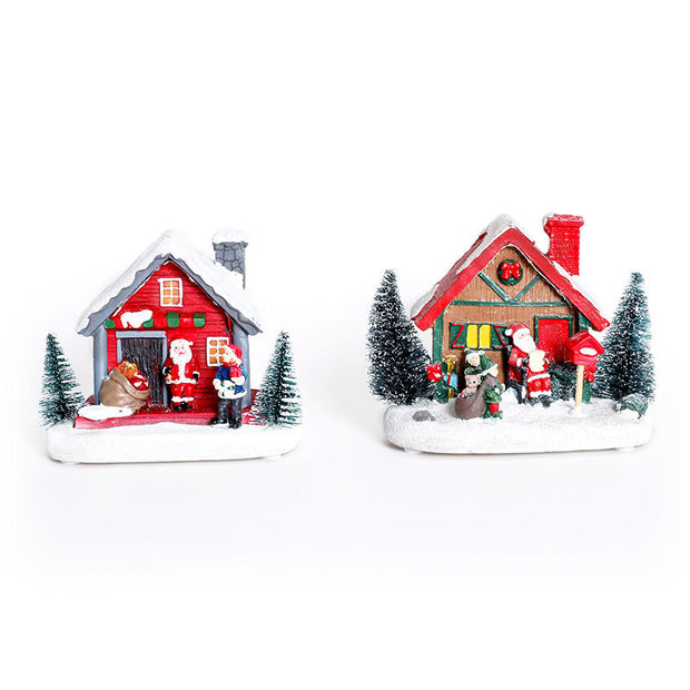 Christmas luminous resin house decoration, hotel shopping mall home scene, Christmas decoration, Christmas small gifts