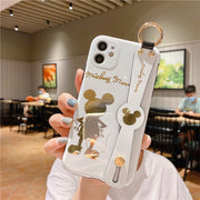 Cartoon Gilded Back Mickey Is Suitable For iPhone11 / 12pro Mobile Phone Case 13 Wristband Support 13promax