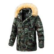 New men's cotton jacket with added fleece and thick cotton coat for autumn and winter, camouflage workwear, military cold resist