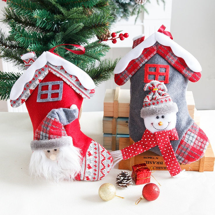 Medium Christmas Socks Gift Bag Christmas House Design Santa Claus Decoration Christmas Eve Candy Socks