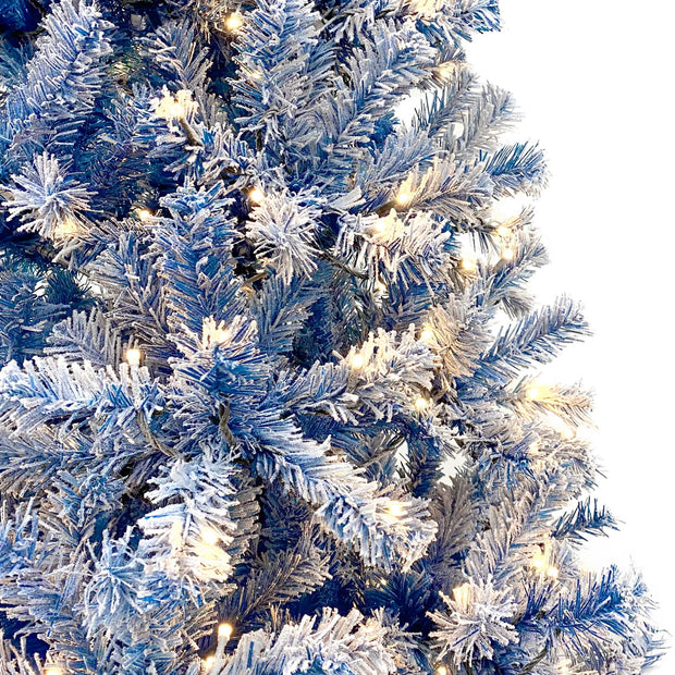 6FT pre ignited hinge chain artificial fir Christmas tree, Christmas tree snowflake flocking person with 750 Christmas branches - Follow yourDream
