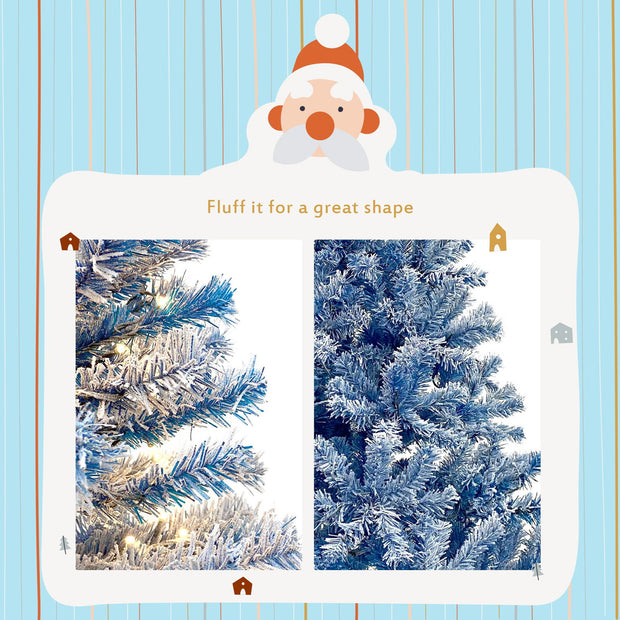 6FT pre ignited hinge chain artificial fir Christmas tree, Christmas tree snowflake flocking person with 750 Christmas branches - Follow yourDream