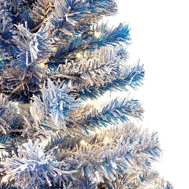 6FT pre ignited hinge chain artificial fir Christmas tree, Christmas tree snowflake flocking person with 750 Christmas branches - Follow yourDream