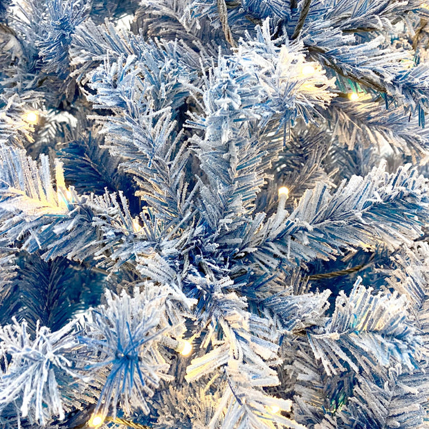 6FT pre ignited hinge chain artificial fir Christmas tree, Christmas tree snowflake flocking person with 750 Christmas branches - Follow yourDream