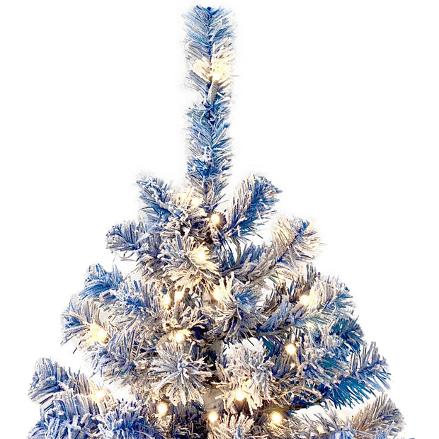 6FT pre ignited hinge chain artificial fir Christmas tree, Christmas tree snowflake flocking person with 750 Christmas branches - Follow yourDream