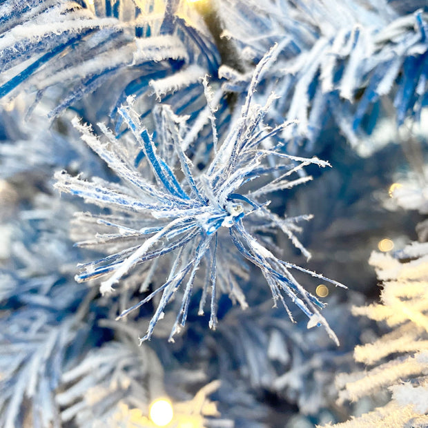 6FT pre ignited hinge chain artificial fir Christmas tree, Christmas tree snowflake flocking person with 750 Christmas branches - Follow yourDream