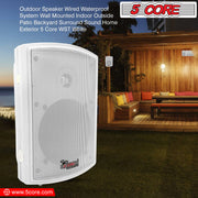 5Core Outdoor Speakers Stereo In Wall 400W Peak Passive Patio Home