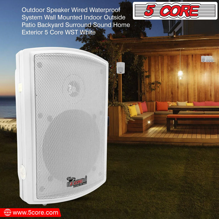 5Core Outdoor Speakers Stereo In Wall 400W Peak Passive Patio Home