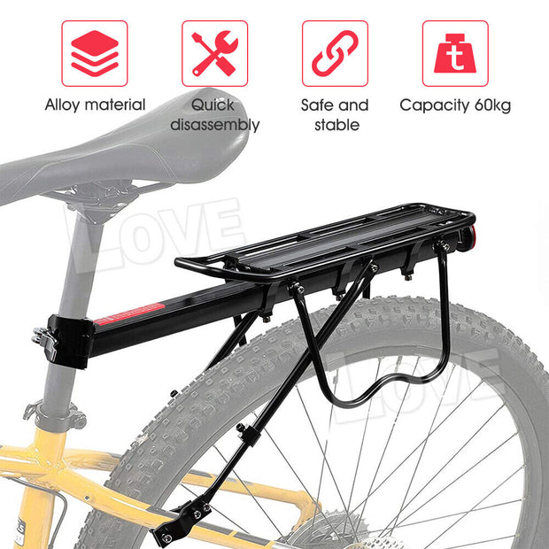 Aluminum Bike Rear Rack Seat Luggage Carrier Bicycle Post Mountain Mount Pannier