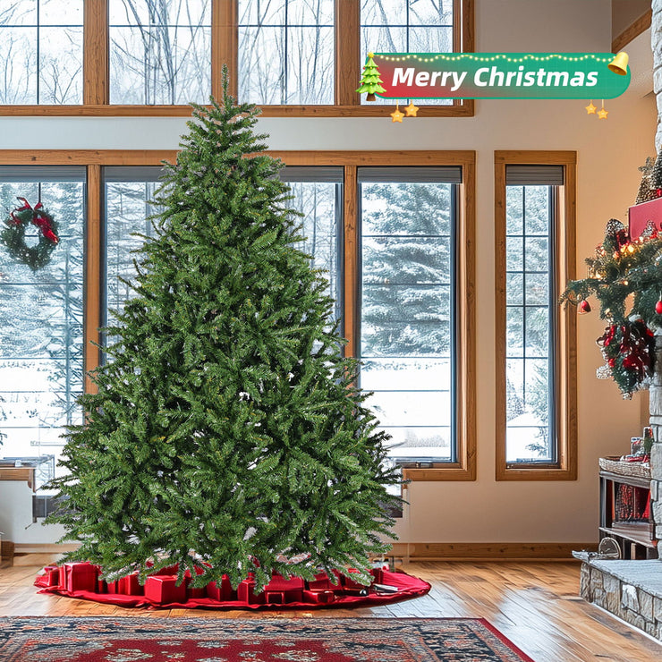 7-foot pre lit artificial holiday Christmas tree with 700 warm white lights, 2231 branches, easy to assemble, foldable base - Follow yourDream