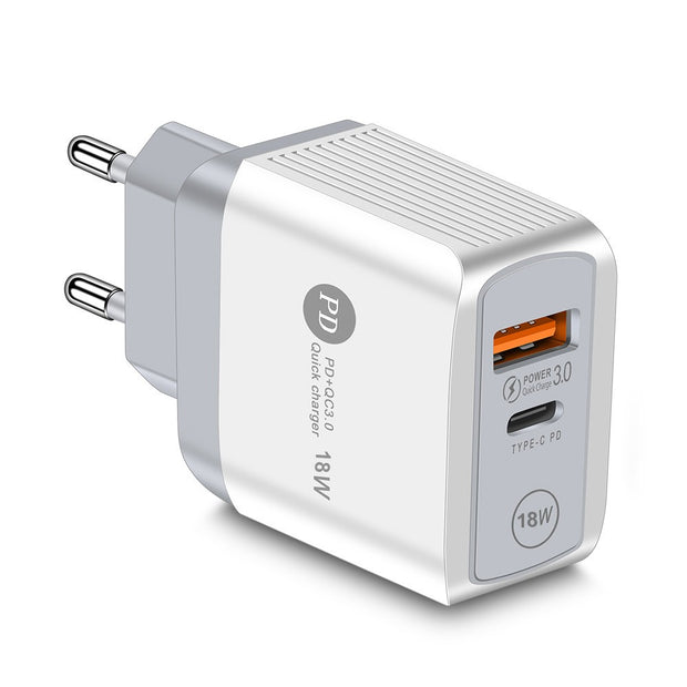 18W PD+QC3.0 fast charging charger with Type-c QC3.0 fast charging head