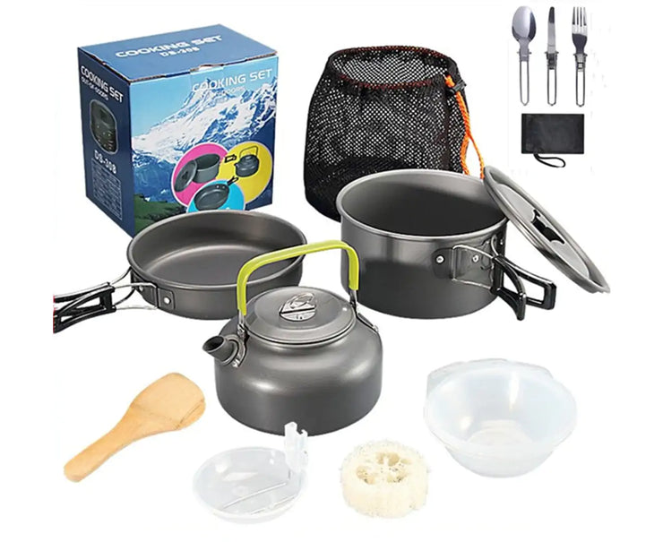 12PCS Camping Cookware Utensils Set Outdoor Hiking Picnic Cooking Pot