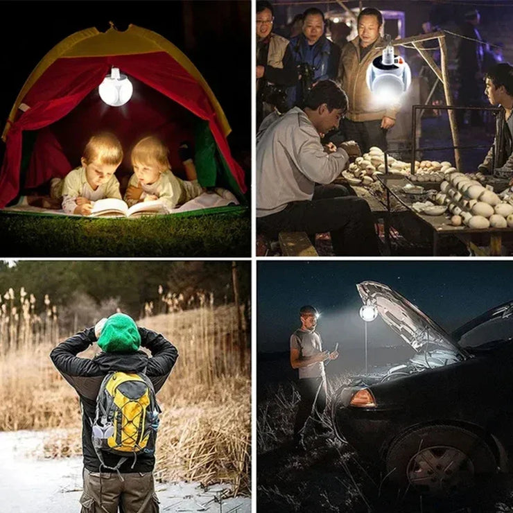Solar Outdoor Folding Light Portable USB Rechargeable LED Bulb Search Lights Camping Torch Emergency Lamp for Power Outages - Follow yourDream