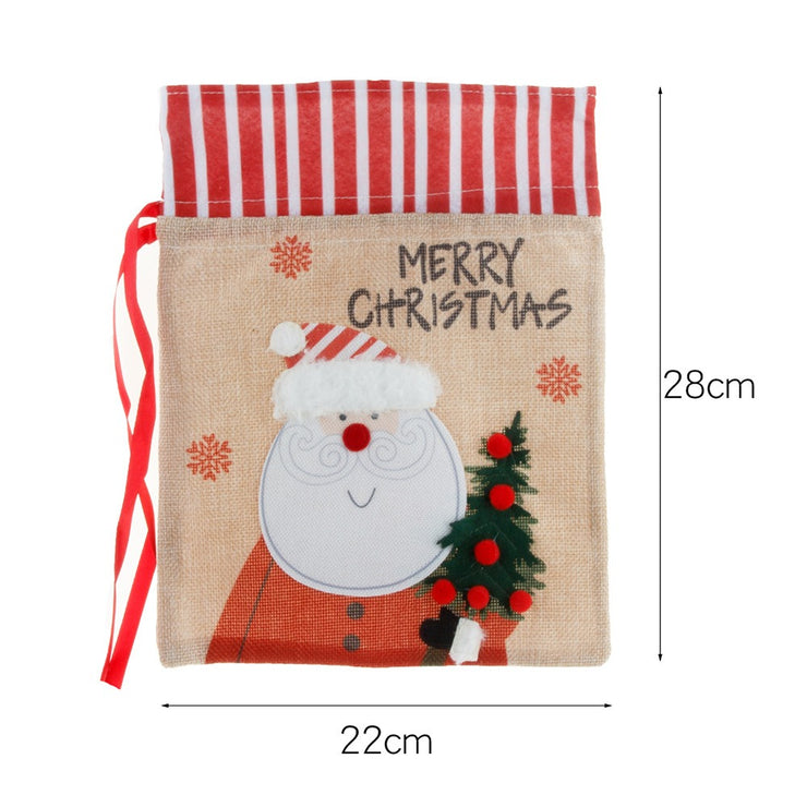 New Christmas gift bag burlap drawstring candy bag apple bag cartoon bag Christmas gift bag