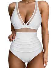 European and American high waisted one-piece swimsuit women's tight and sexy hollow swimsuit