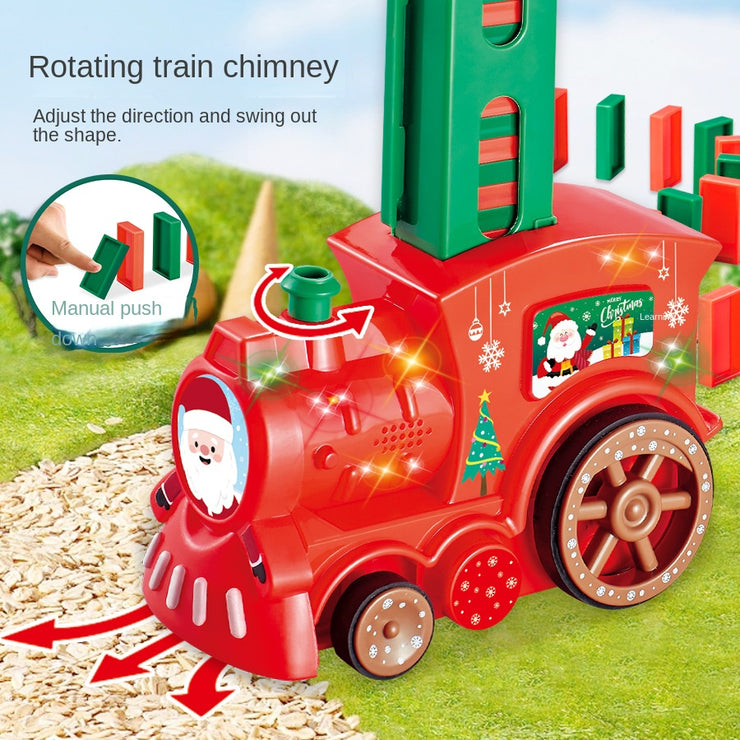 Christmas gift, dominoes, small train, lighting, music, automatic bidding, puzzle, DIY toy, electric bike