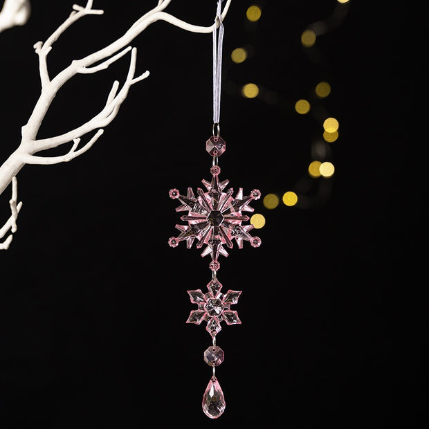 Christmas decoration supplies acrylic transparent snowflake pendant colorful ice cream hanging water droplet pendant