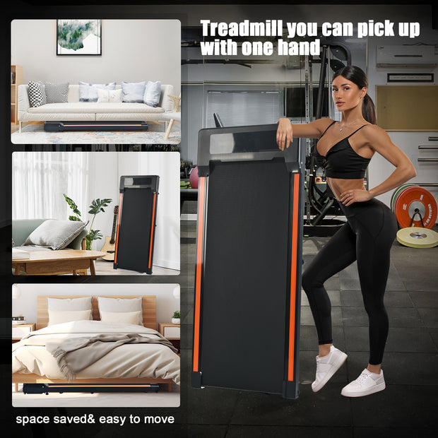 300 pound capacity desktop treadmill for home and office use, portable treadmill with 0.6 to 3.8 miles per hour