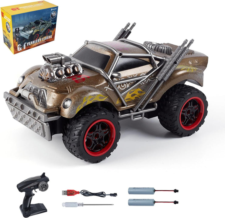 Wasteland Style 1:14 Scale 2.4GHz Model Racing Remote Control Car Hobby Electric RC Car Toys for Boys and Adults (Golden)