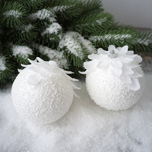 White petal Christmas ball Christmas atmosphere decoration Sticky powder foam decorations Christmas tree