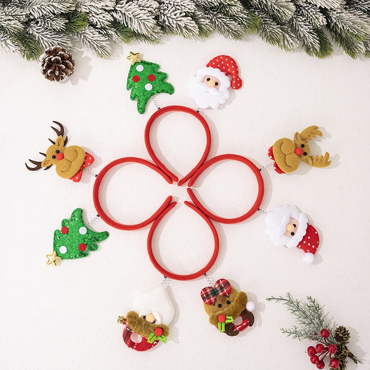 4pcs Christmas set cartoon headband Santa Claus hairpin reindeer headband