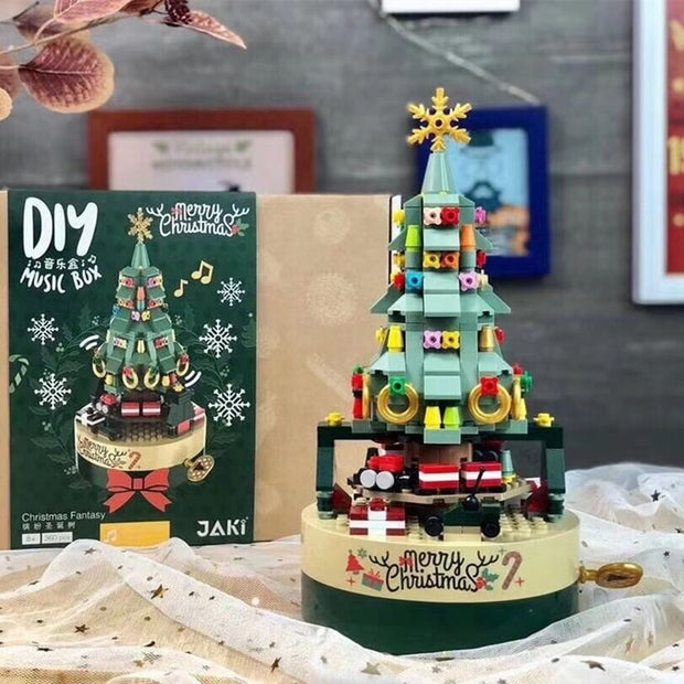 Christmas Gift Gingerbread House Music Box Children's Assembled Desktop Decoration Building Blocks Toy