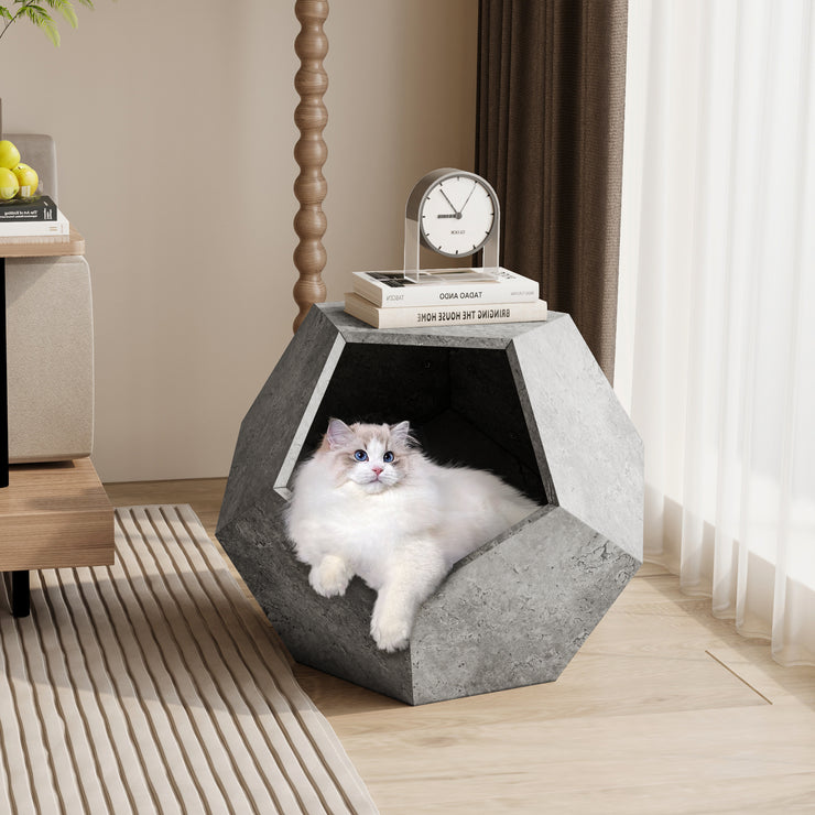 25.98"Modern Pet Furniture Cat Litter Side Table, Sofa Side Table, Planter MDF Multifunctional Furniture, Cement Gray