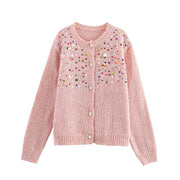 French fashion casual versatile girls' colorful sequin knitted sweater cardigan jacket