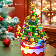 Christmas Tree Rotating Music Box Christmas Ornament Assembly Building Blocks Toys Gift