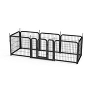 8-panel dog fence, 24 inch small dog pet fence, portable indoor pet game fence. Black, 22.2 inches wide x 23.6 inches high.