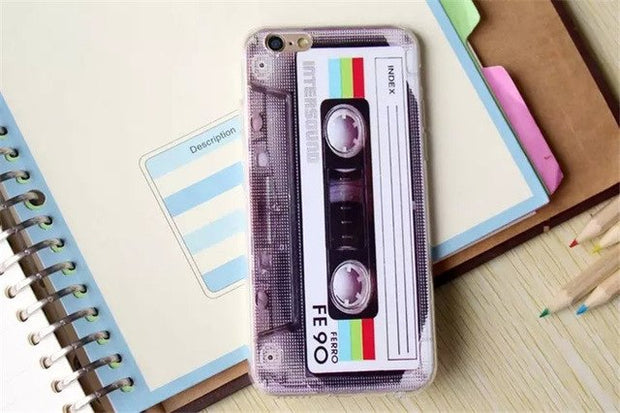 Cassette Tape Tpu silicone Case For Coque Apple iPhone 5 5s se 6 6s 6plus 6s PlusCases Camera Back Cover Capinha Vintage Fundas