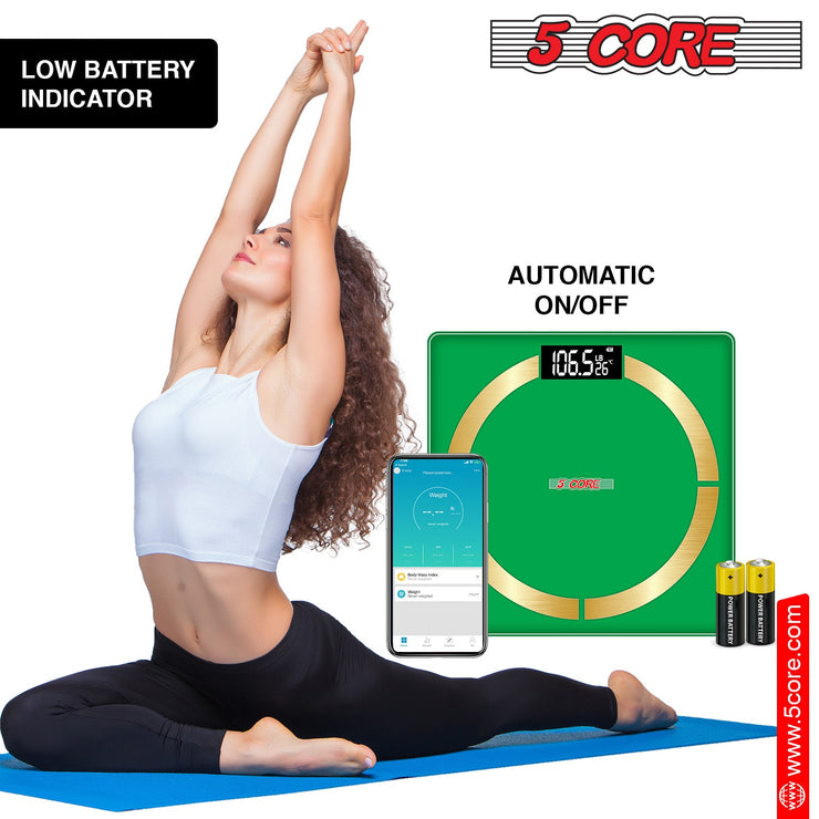 5 Core Bathroom Smart Scale for Body Weight Accurate BLuetooth Digital